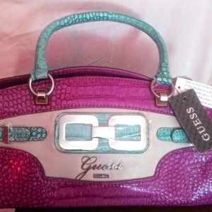 Guess Violet Mint White Medium Satchel